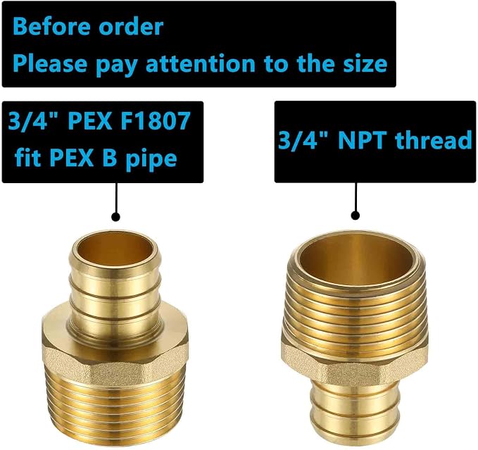 Lidertik PEX Fittings 3/4 Inch Male NPT Adapter, 3/4" PEX F1807 to 3/4" NPT - Image 2