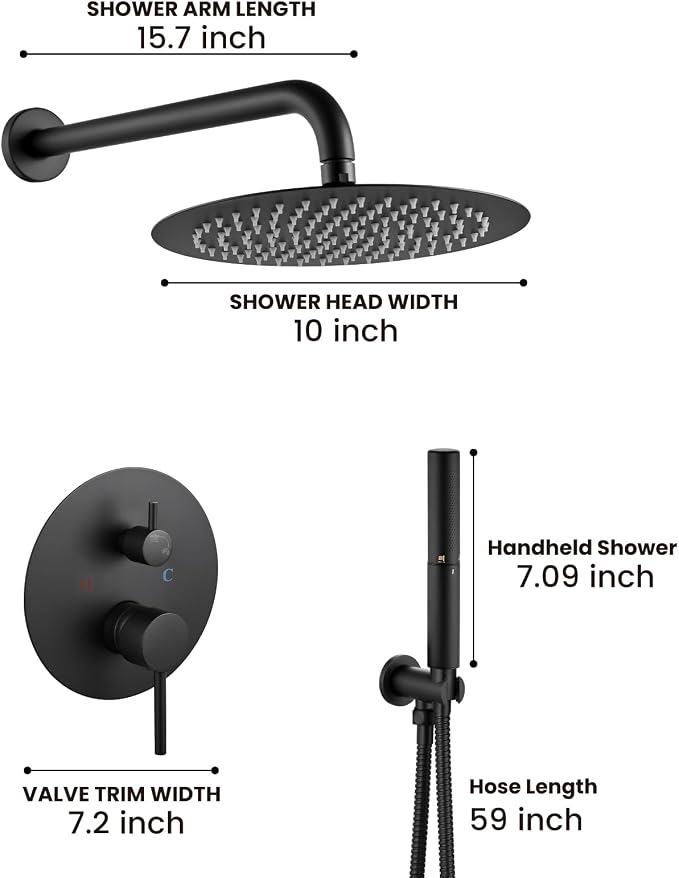 Airuida Shower Fixtures 2 Functions Shower Faucet Set Wall Mounted - Image 8