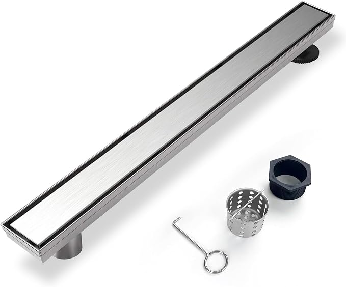 Offset Linear Shower Drain, Shower Drain 24 inch by Elefloom