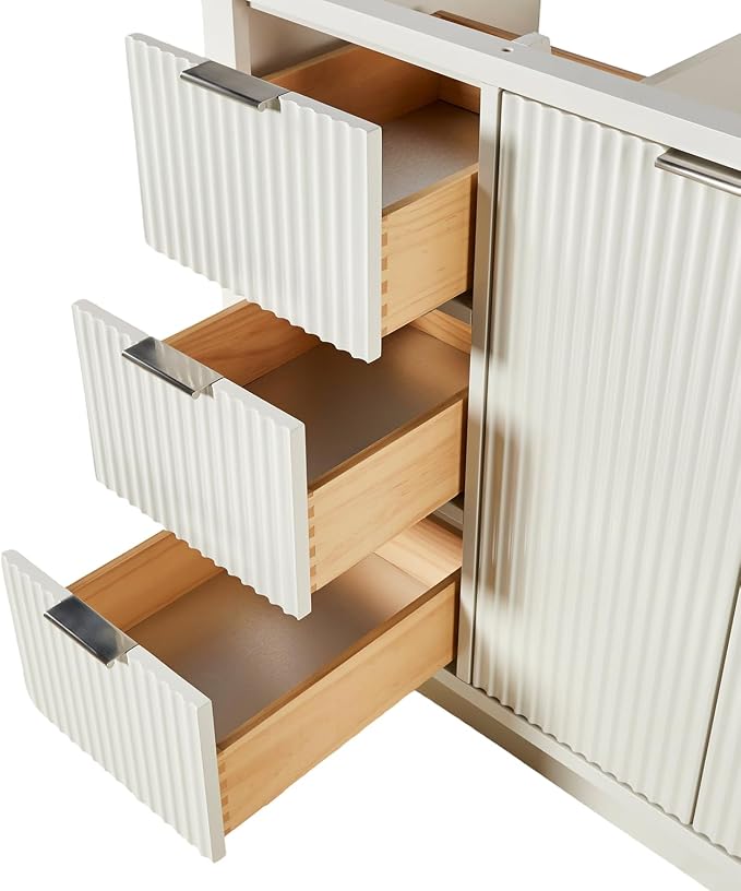 ARIEL Milan 54 Inch Single Sink Base Cabinet in Warm White - Image 7