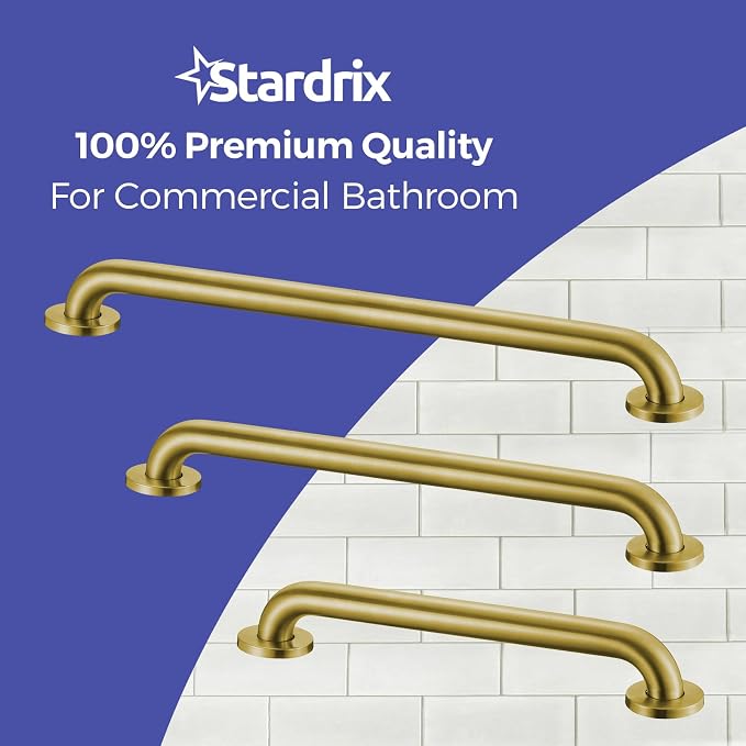 Grab Bar Bundle for ADA Compliance, Brushed Gold Stainless Steel Grab Bar Set - Image 7