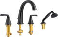 New Roman Tub Faucet with Sprayer, Bathtub Faucet Set Deck Mount, Brass 4 Hole by HanallxSanitaryWare