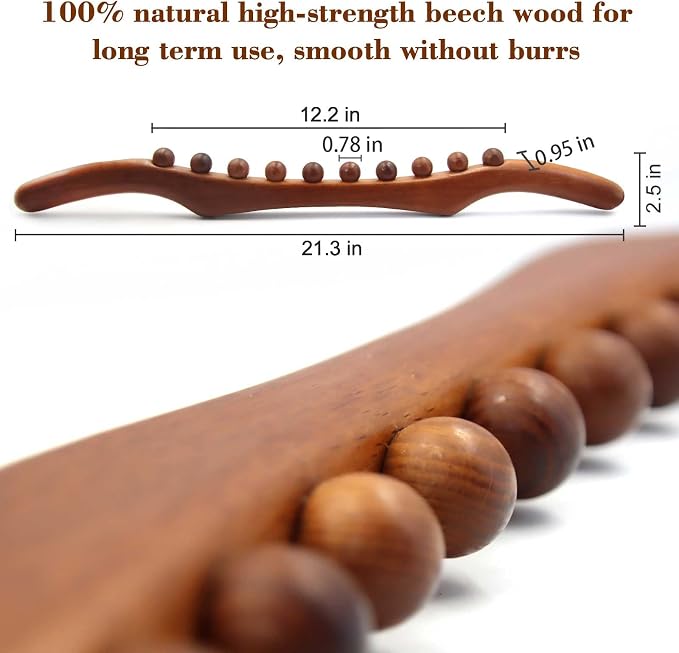Wood Therapy Massage Tools, 21 inch Lymphatic Drainage Massager, Handheld - Image 5