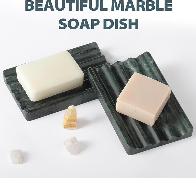 2 Pcs Soap Holder for Bathroom, Marble Soap Dish for Kitchen Countertop - Image 2