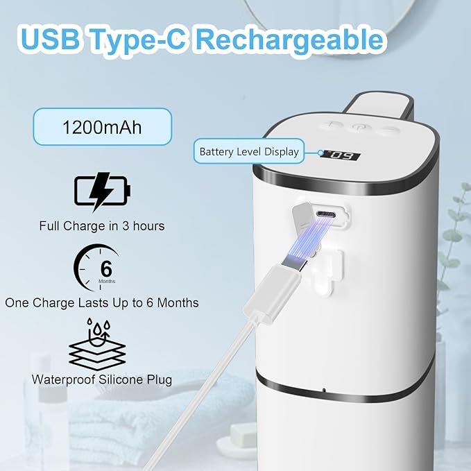 Automatic Liquid Soap Dispenser Touchless, USB Rechargeable Smart Hand Soap - Image 5