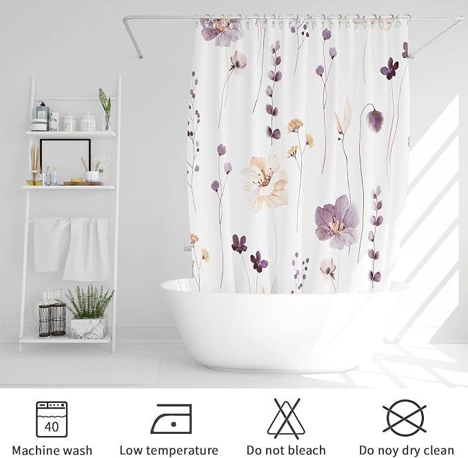 Gibelle Small Stall Shower Curtain 36 x 72, Narrow Half Watercolor Floral - Image 6