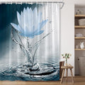 Lotus Shower Curtain Black White Blue Flower Elegant Blooming Floral by showercurtain