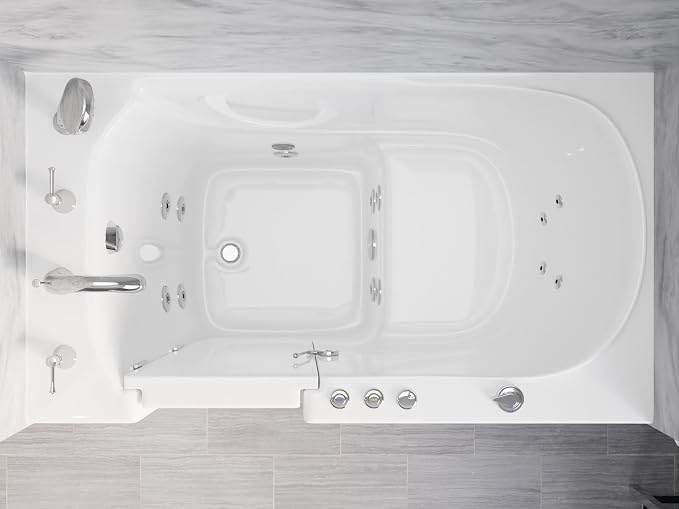 ANZZI Walk-In Bathtub 30" x 53" Whirlpool Acrylic Left Drain Quick Fill Fast - Image 5