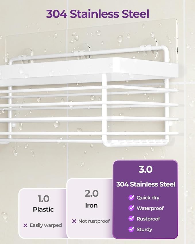 ODesign Shower Caddy 3 Pack SUS304 Stainless Steel-No Drilling-Shower Bathroom - Image 2