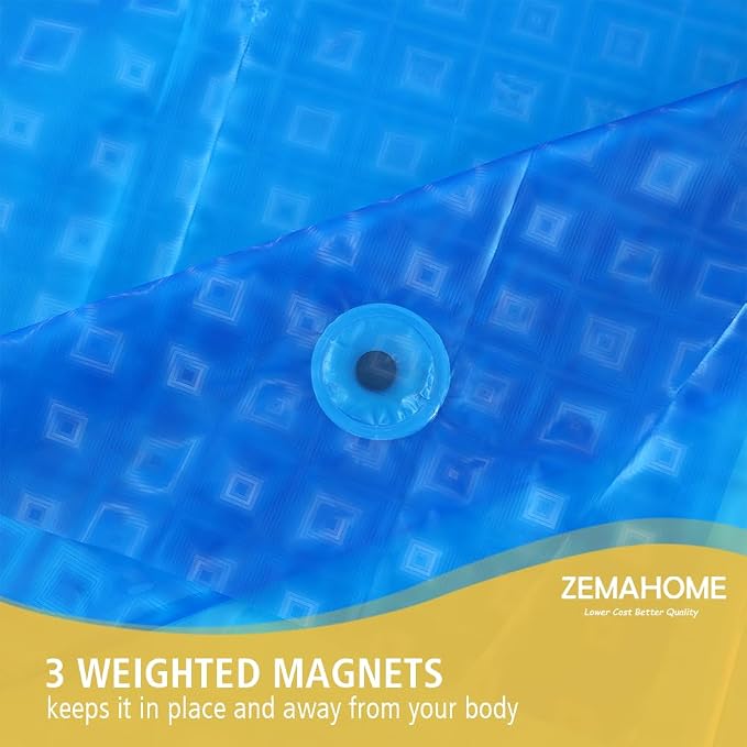 ZEMAHOMEEVA 3D Blue Geometric Plastic Shower Curtain Liner - Image 4