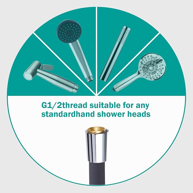 Ultra-Soft Silicone Shower Hose Replacement, 79 Inch Extra Long HandHeld Hose - Image 4