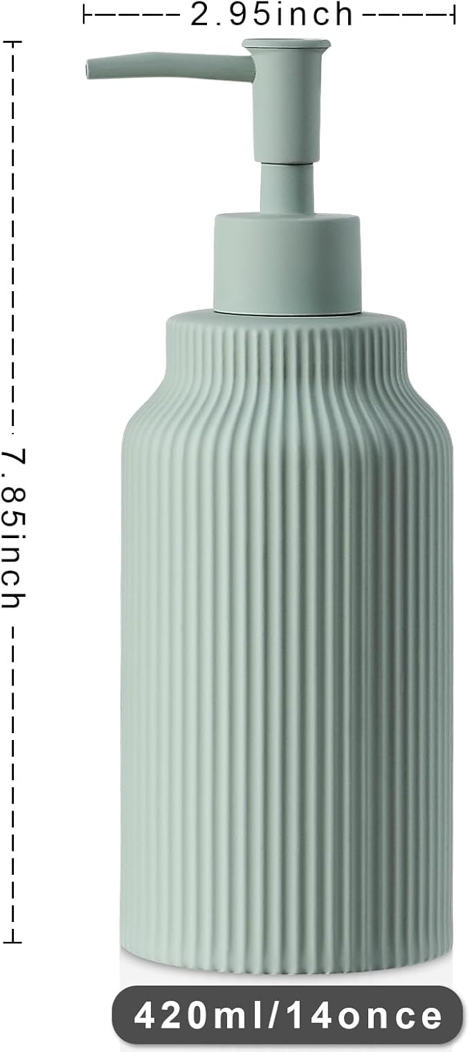 Modern Ceramic Soap Dispenser for Bathroom，14oz Ceramic Soft Touch Hand Lotion - Image 3