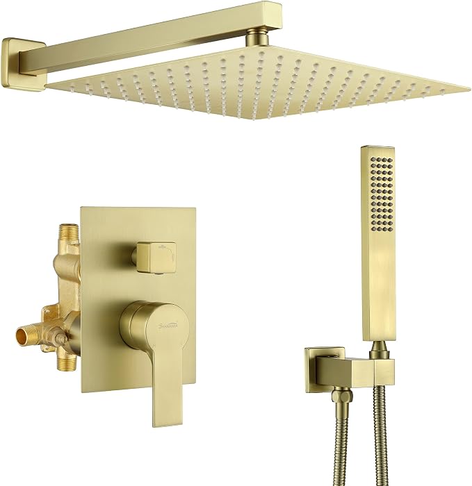SHAMANDA Brass Rainfall Shower System, Luxuly Bathroom Shower Faucet Combo Set by SHAMANDA
