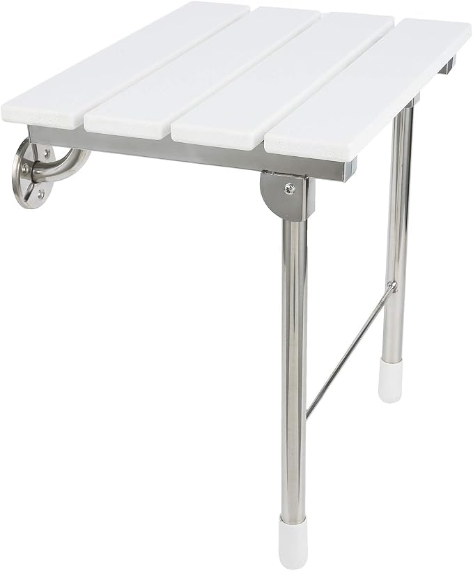 Folding Shower Seat Wall Mounted Bathroom Bathtub Safety Stool Chair, Solid Wood by JCWANGDEFU