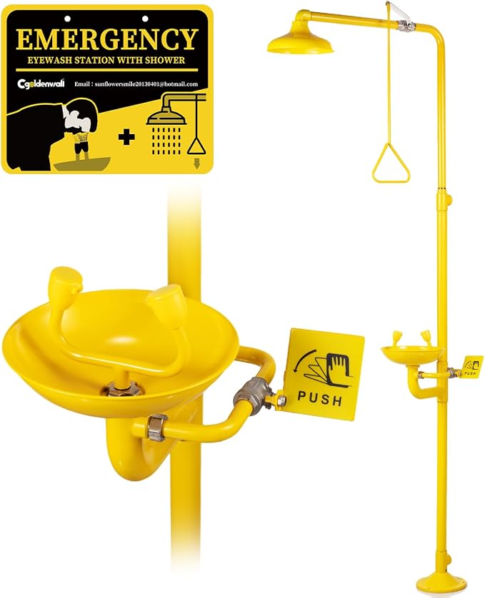 CGOLDENWALL Emergency Shower Eye Wash Station Safty Shower Combination Eye Wash by CGOLDENWALL