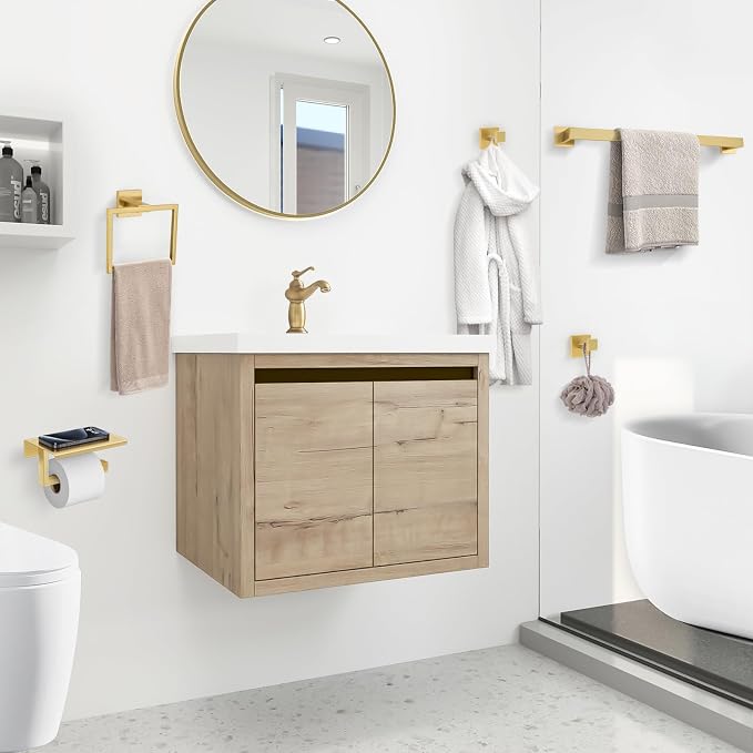 YACVCL Brushed Gold Bathroom Hardware Accessorie Set 23.6 Inch Towel Bar Set - Image 7