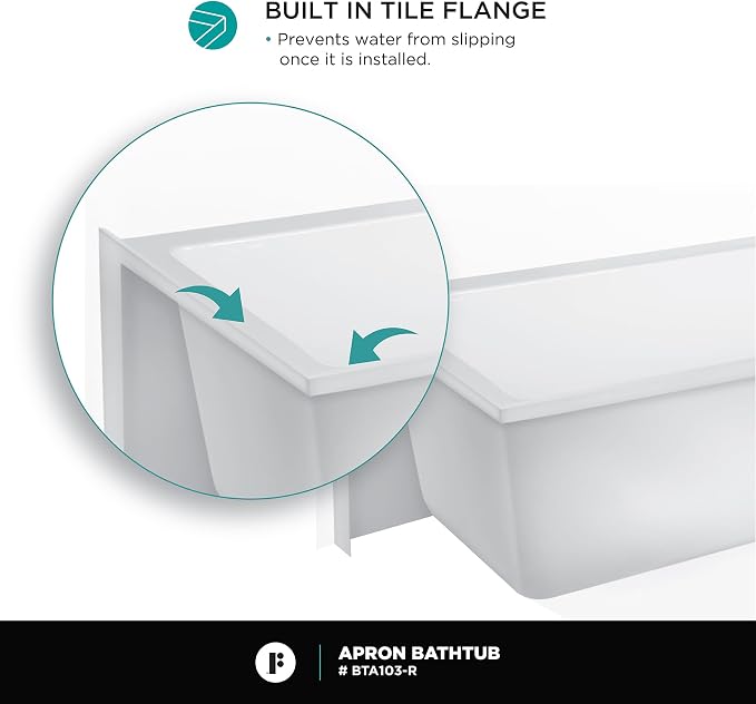 Fine Fixtures Acrylic, Fiberglass Alcove Soaking Bathtub - Image 6
