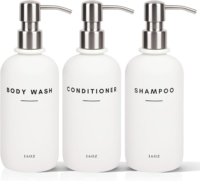 Set of 3 Shampoo and Conditioner Dispenser - 16oz Durable Shower Soap Dispenser by DIDROOM