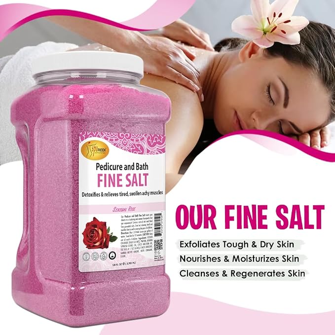 SPA REDI - Detox Foot Soak Pedicure and Bath Fine Salt, Sensual Rose, 128oz - - Image 7