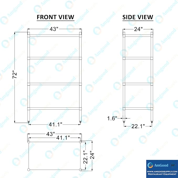 AmGood 4 Tier Galvanized Steel Dry Storage Unit. 24 in. x 43 in. x 72 in. - Image 5