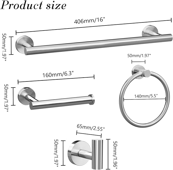 Bathroom Hardware Towel Bar Set -Brushed Nickel Bathroom Accessories Set - Image 2