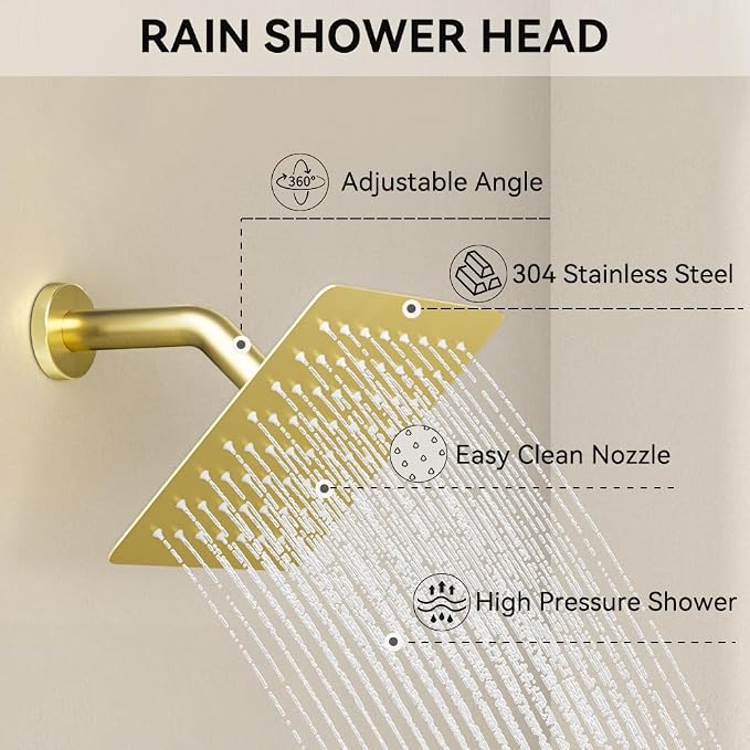 Brushed Gold Shower System, STARBATH Ceiling Mount Shower Set 12+6'' Wall Mount - Image 9