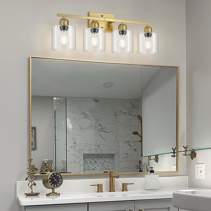 Modern Brushed Gold 4 Light Bathroom Light Fixtures, 24 inch Vanity Lights - Image 8