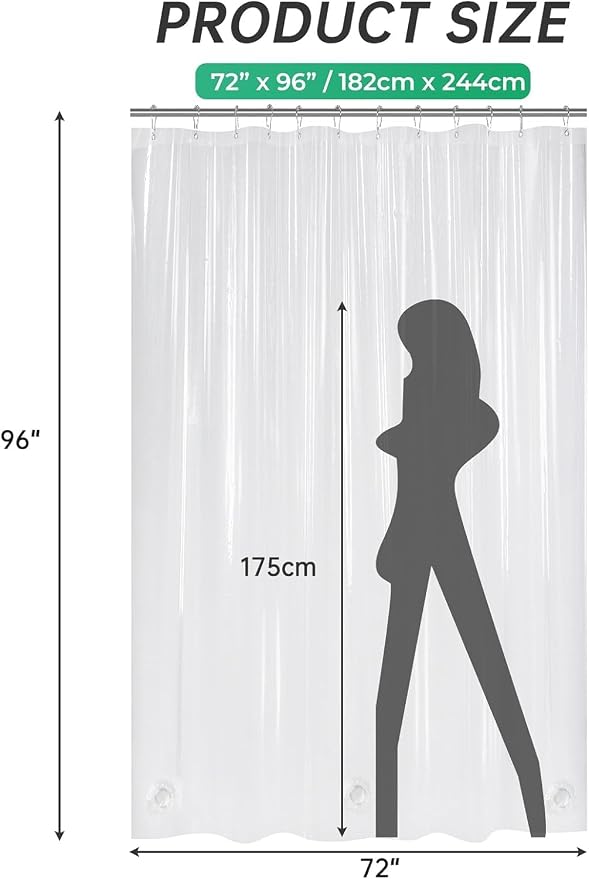 AmazerBath Extra Long Shower Curtain 96 Inches Long, Waffle Shower Curtain - Image 3