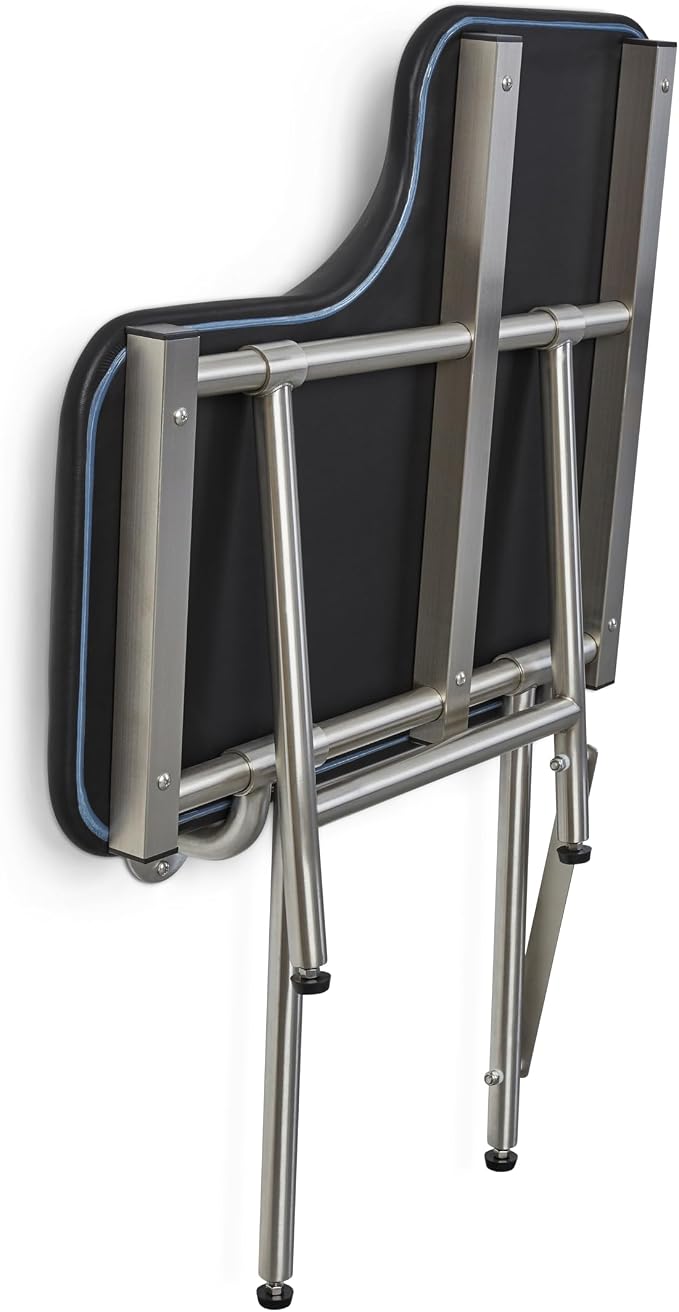 28" x 22.5" Black Padded Wall Mount Folding Left-Handed Transfer Bench Shower - Image 6