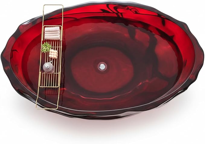 Cpingao 67" Resin Translucent Freestanding Bathtub, Modern Oval Stand Alone Tubs - Image 4