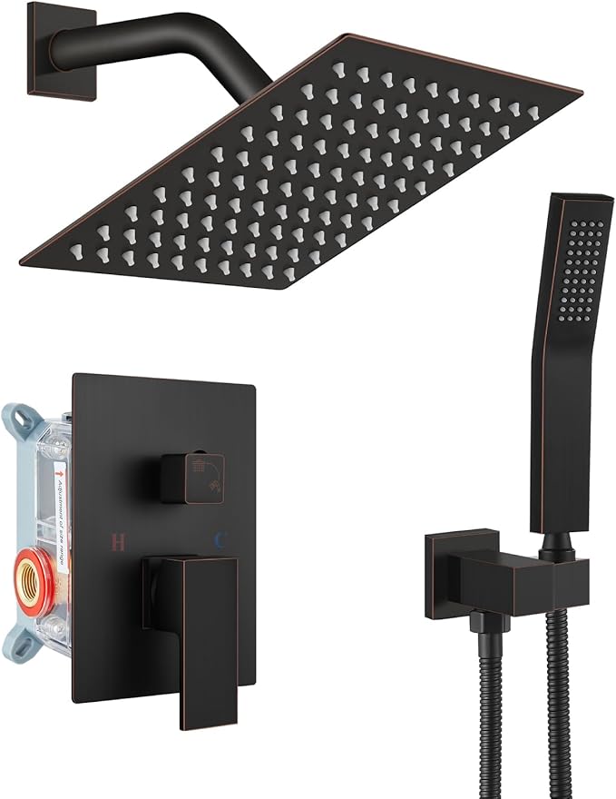 gotonovo Rainfall Bathroom Shower System Rain Shower Head and Handle Set Wall by HOME