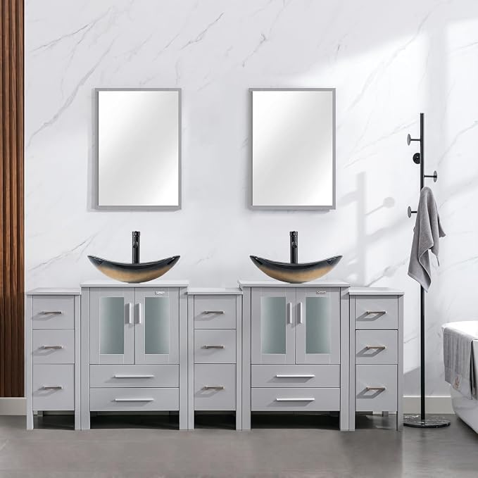 eclife 84" Modern Bathroom Vanity Sink Combo Freestanding Cabinet by eclife
