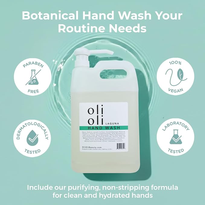 OLIOLI Botanical Hand Wash 128oz Refill | Gentle, pH-Balanced Liquid Hand Soap - Image 2
