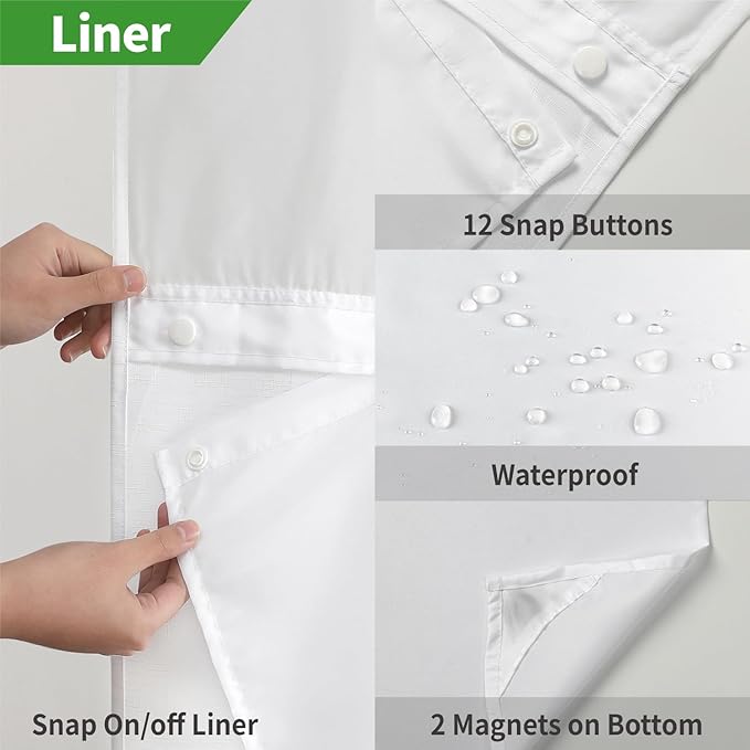 Stall No Hooks Needed White Shower Curtain - Image 6