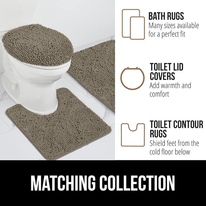 GORILLA GRIP Bathroom Rug Sets, Soft Chenille 2 Piece Area Rugs Set, Toilet - Image 8