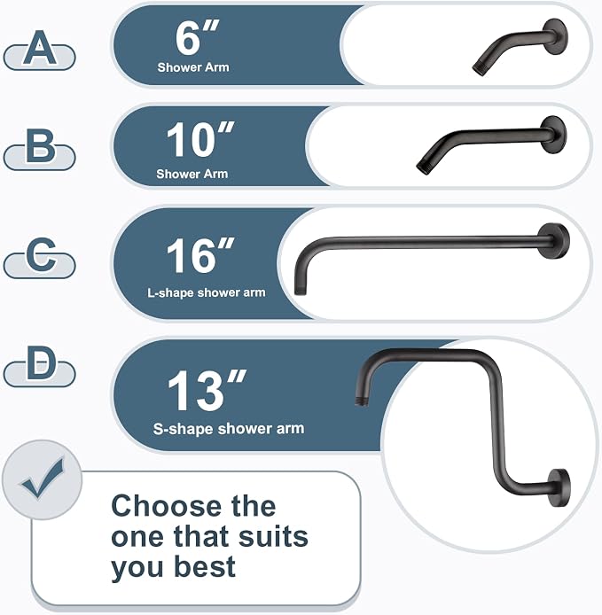 BRIGHT SHOWERS 16-Inch Shower Head Extension Arm - Image 7