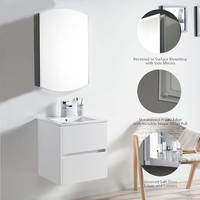 Blossom 20x31 Inch Aluminum Medicine Cabinet - Image 6