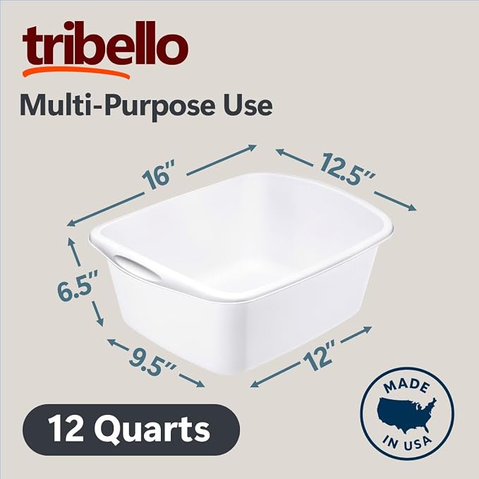 Tribello 2-Pack Dish Pans for Kitchen Sink, Plastic Tub Dishpan Wash Basin and - Image 2
