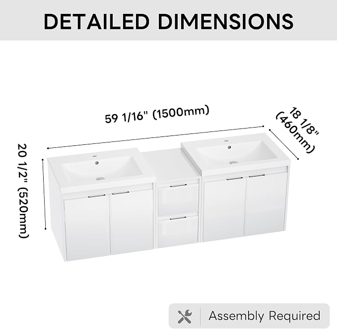 60 inch Floating Bathroom Vanity - Image 2