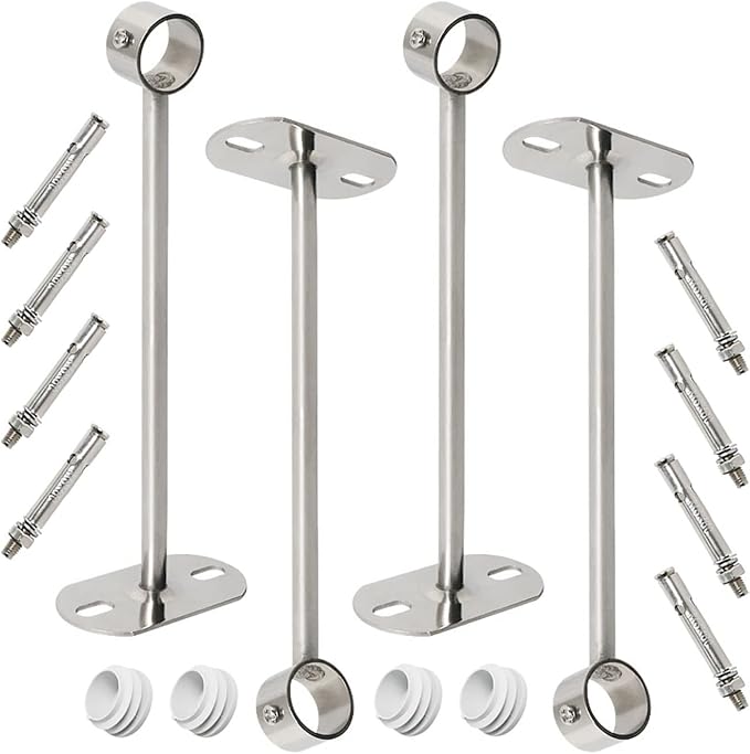 4Pcs ID25 mm, Clothes Rail mounting Bracket, Shower Curtain Closet tie Rod by Ohamtes