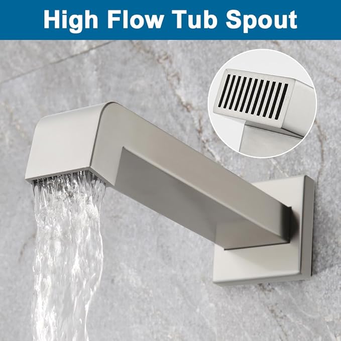 POP SANITARYWARE Shower Tub Faucet Set Brushed Nickel Bathroom Shower System - Image 5