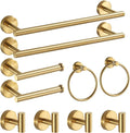 Bathroom Hardware Set Brushed Gold, Toilet Paper Holders, Towel Rings and 4pcs by Hinmood