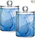 MNSRUU 4 Pack Qtip Holder Organizer Dispenser Blue Marble Fluid Art Bathroom by MNSRUU