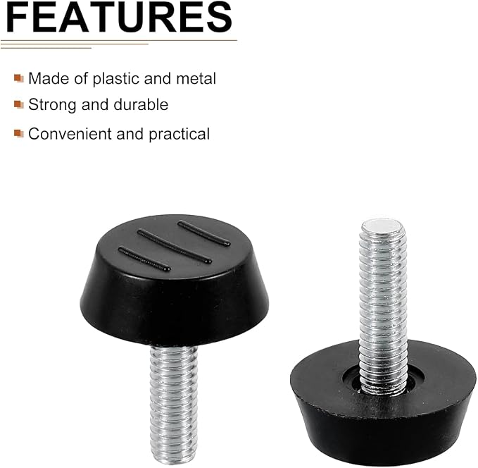 M6x22x22mm Screw on Furniture Glide Leveling Feet - Image 3