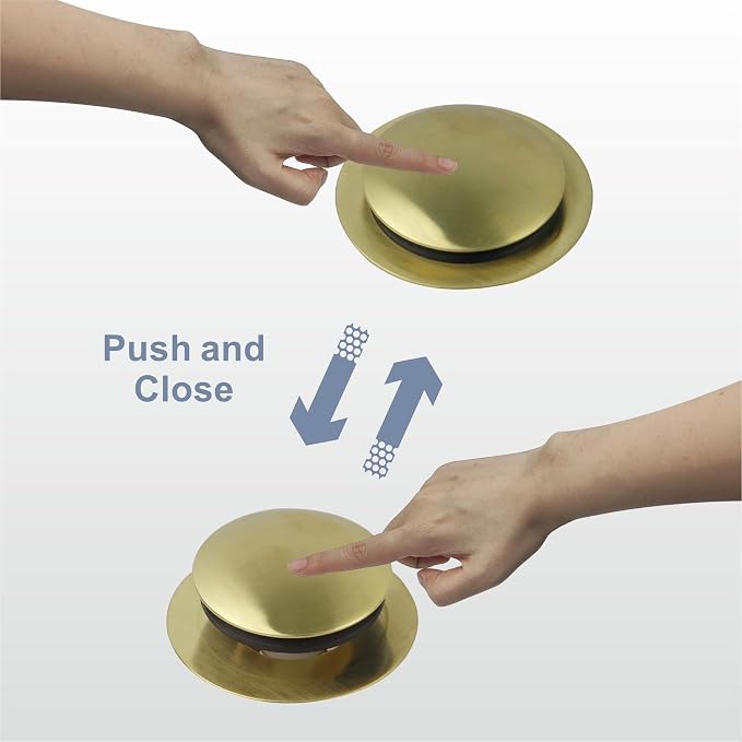 Gold Brushed Tub Drain Stopper, Universal Pop Up Bath Drain Plug Bathtub Drain - Image 7
