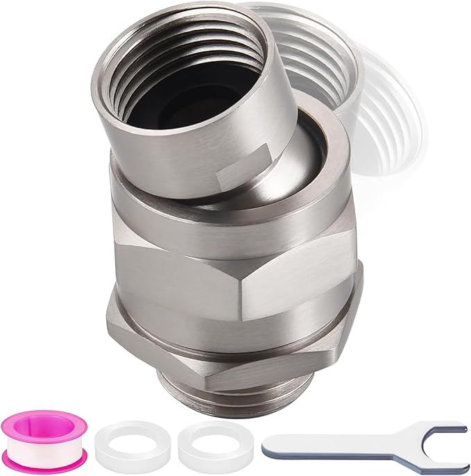 Shower Connector Ball Joint Shower Head Swivel Ball Adapter，Solid Brass by Enoughmen