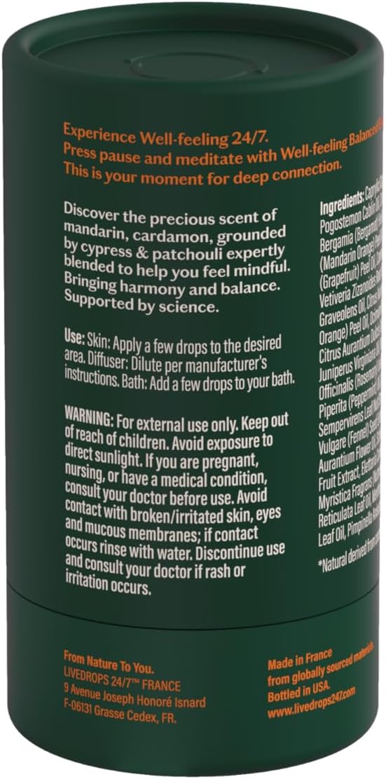 LIVEDROPS 24/7 Balanced Essential Oil Blend Mandarin Cardamom Cypress Patchouli - Image 8