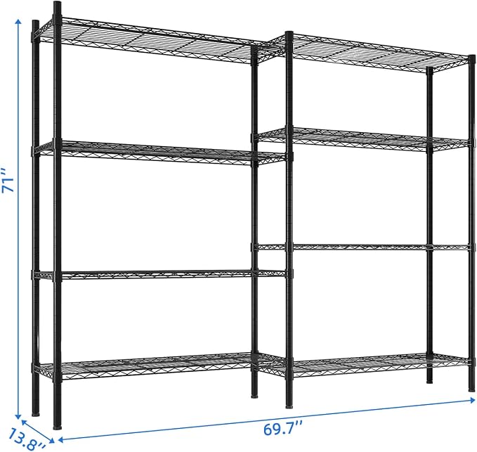 8 Tier Storage Racks Shelving, Heavy Steel Pantry Shelves, Adjustable Wire - Image 3