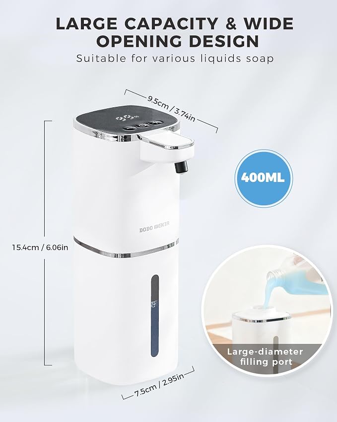Automatic Liquid Soap Dispenser, 12.8oz Rechargeable, Adjustable Liquid Levels - Image 2