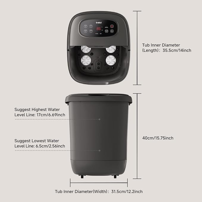 High Depth 14in Feet Foot Spa Electric Rotary Massage - Image 2